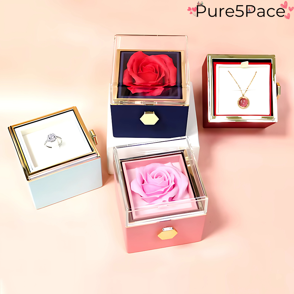 ForeverRose™ Rotating Rose Jewelry Gift Box – Personalized Engraved Jewelry Gift