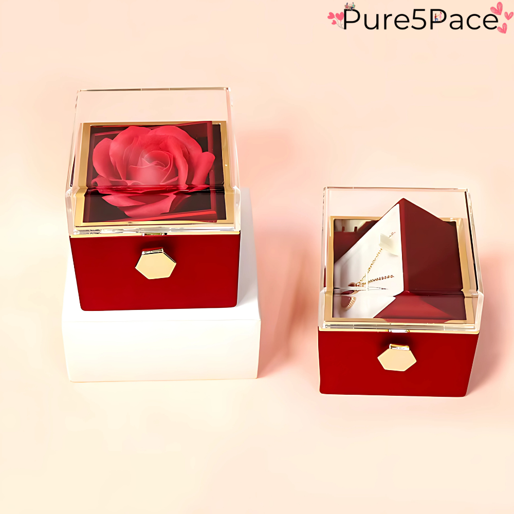 ForeverRose™ Rotating Rose Jewelry Gift Box – Personalized Engraved Jewelry Gift