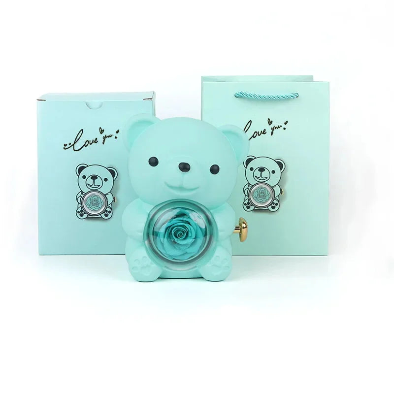 ForeverBear™ Heart Necklace & Eternal Rose – Personalized Jewelry Gift