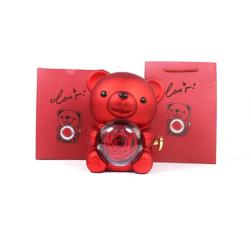 ForeverBear™ Heart Necklace & Eternal Rose – Personalized Jewelry Gift