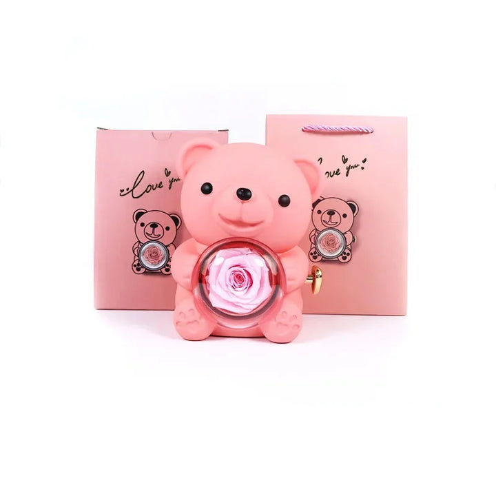 ForeverBear™ Heart Necklace & Eternal Rose – Personalized Jewelry Gift