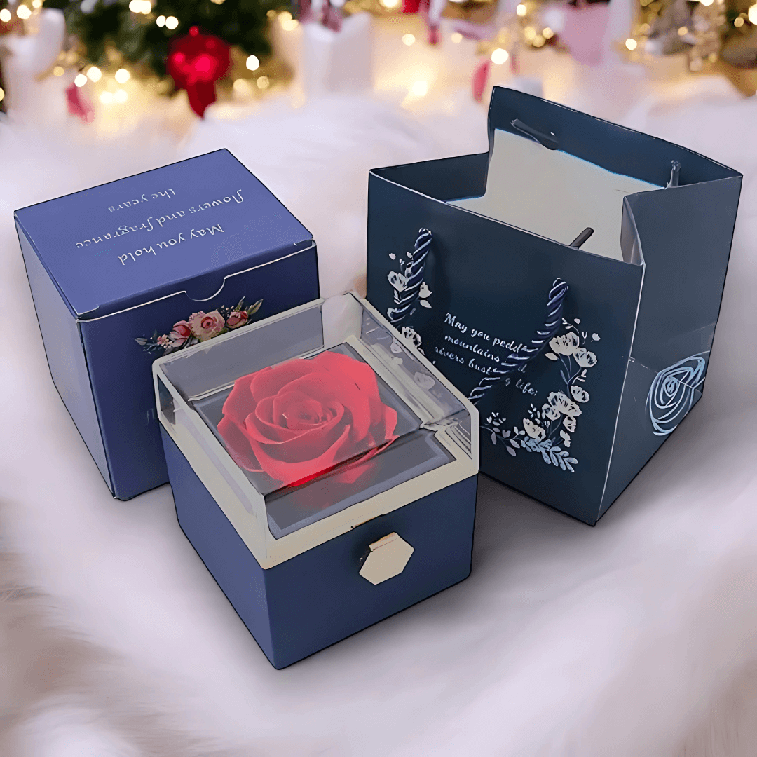 ForeverRose™ Rotating Rose Jewelry Gift Box – Personalized Engraved Jewelry Gift