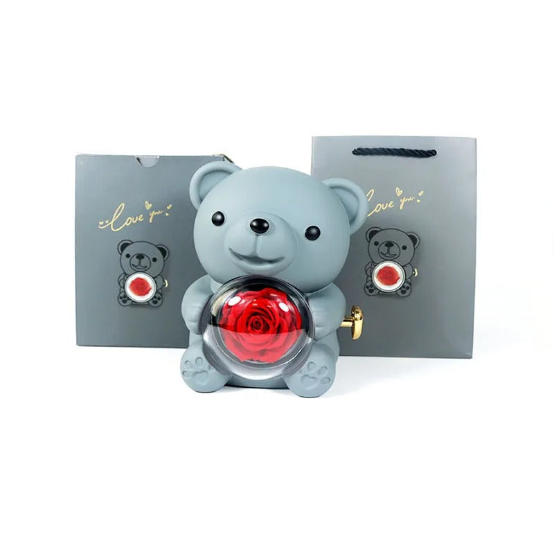 ForeverBear™ Heart Necklace & Eternal Rose – Personalized Jewelry Gift