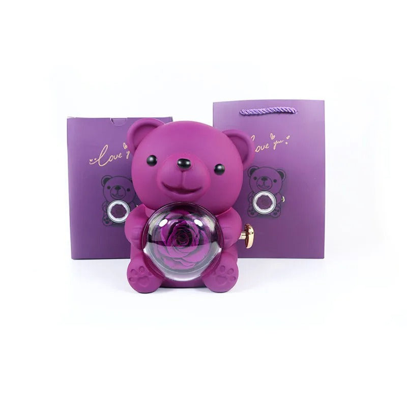 ForeverBear™ Heart Necklace & Eternal Rose – Personalized Jewelry Gift